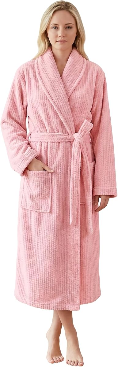 PJGGZ Albornoz con cuello tipo chal para mujer, batas de toalla largas y suaves para mujer, súper absorbente, de secado rápido pero cálido