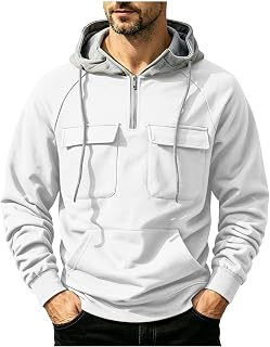 Mens Tactical Sweatshirts with Cargo Pockets Fleece 1/4 Zip Hoodies