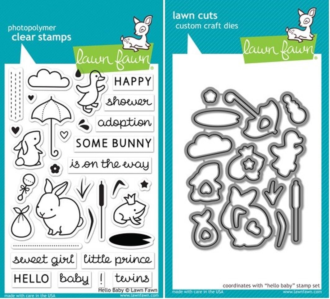 Lawn Fawn Hello Baby Clear Stamp and Die Set - Includes One Each of LF673 (Stamp) & LF674 (Die) - Custom Set