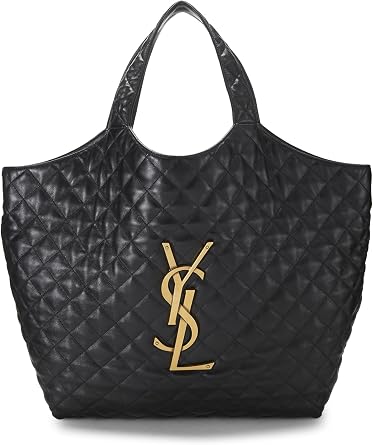 YSL, Pre-loved Black Lambskin Icare Shopping Tote Maxi, Black