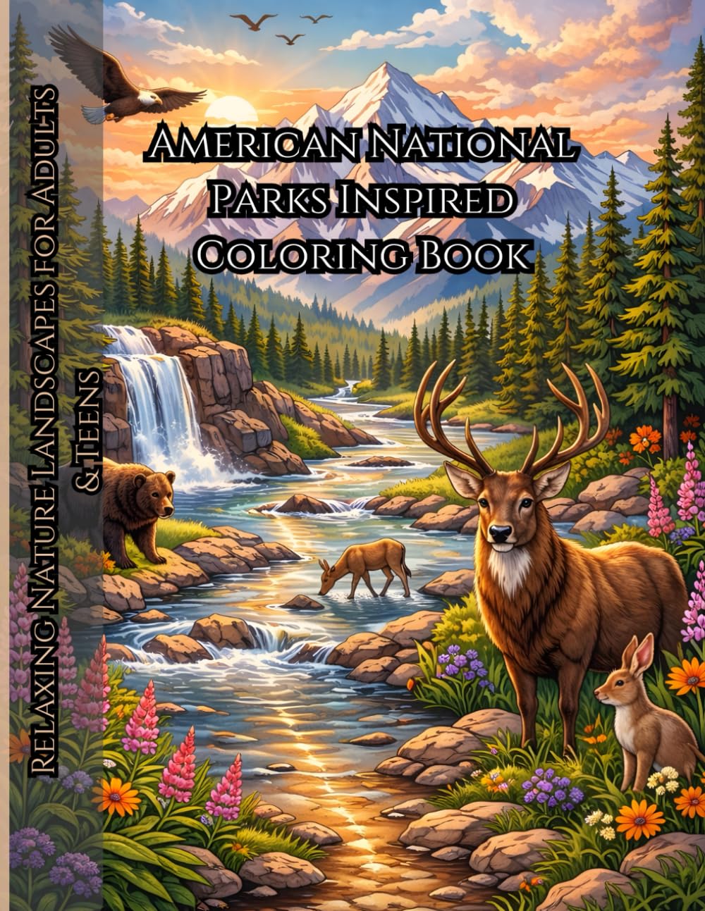 Nature Coloring Book for Adults: Relaxing American National Park Landscapes for Stress Relief and Mindfulness