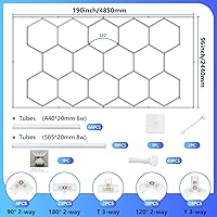 Vista 5 de ALLYES Luces hexagonales de garaje, luces de techo hexagonales, iluminación súper brillante, con interruptor inteligente, luz de techo para taller