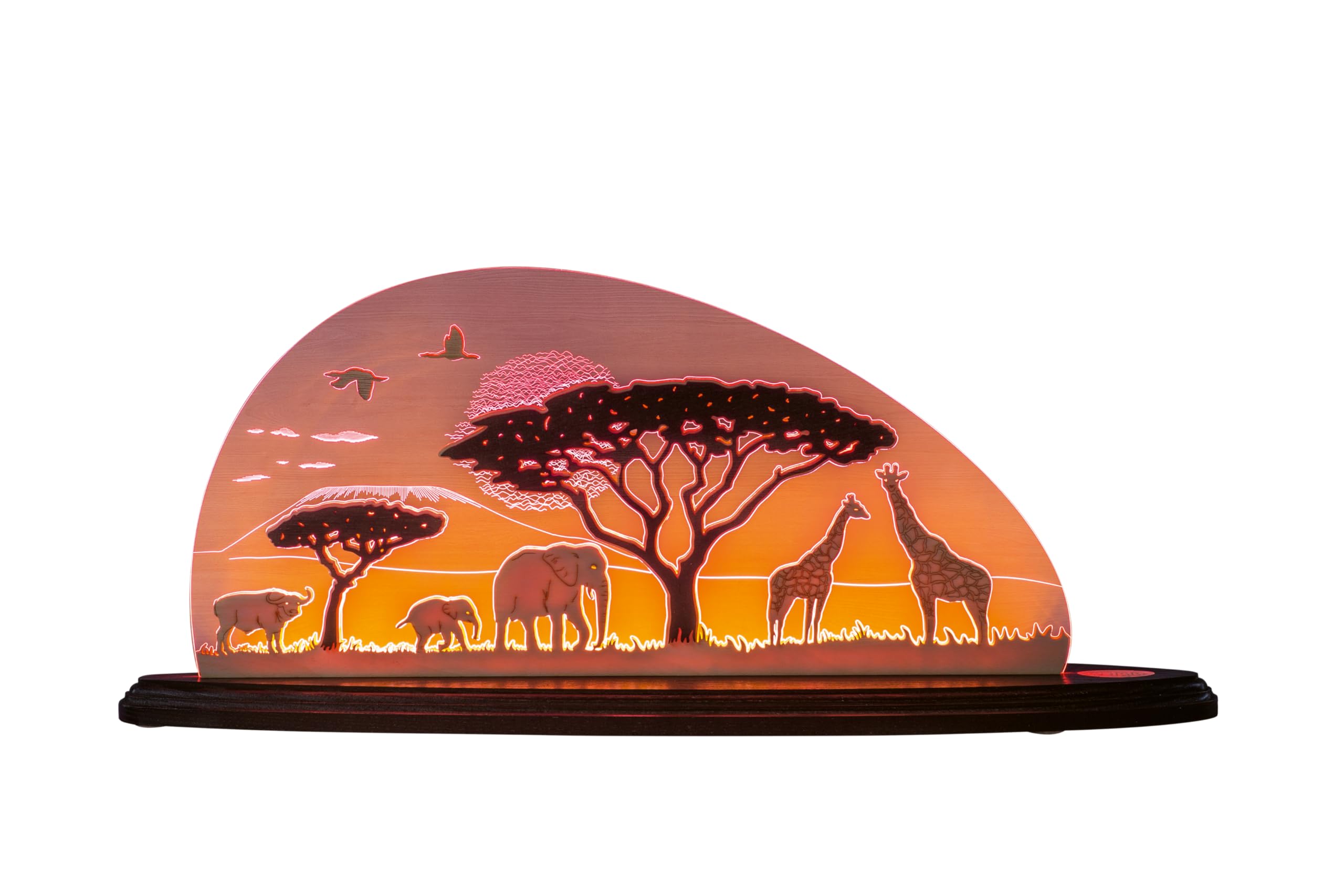 weigla - Schwibbogen original Erzgebirge I Motiv Safari I Dekoleuchte I LED-Lichterbogen I Größe 47 x 20 x 8,2 cm I Inklusive Beleuchtung I Deko innen I aus Holz & Acryl