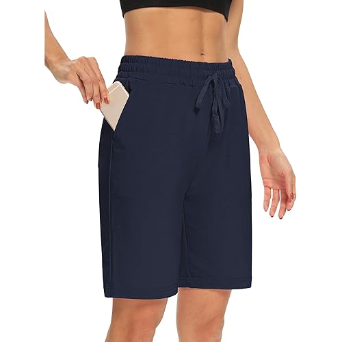DIBAOLONG Womens Yoga Shorts Loose Comfy Drawstring Lounge Bermuda Shorts with 3 Pockets