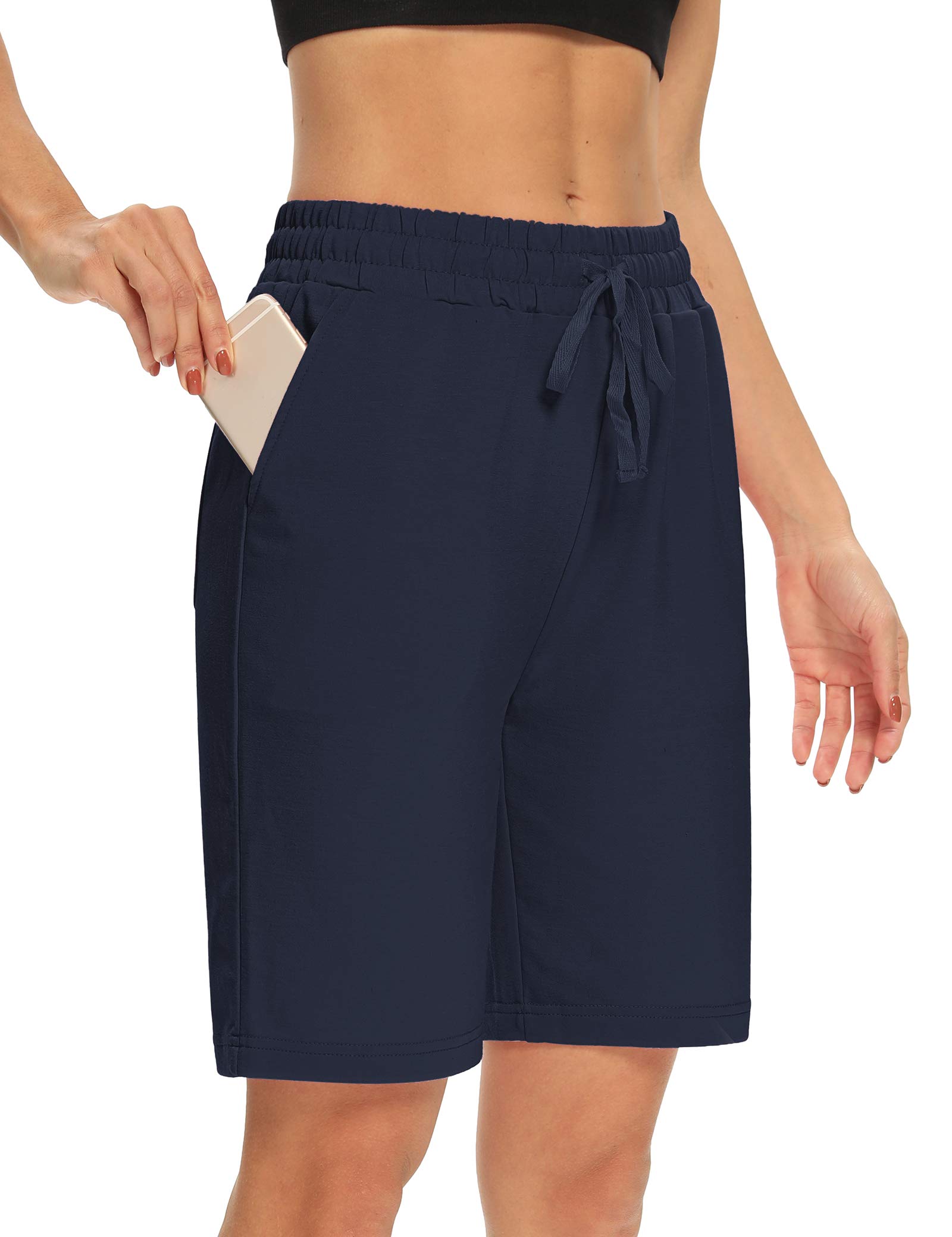 DIBAOLONG Womens Yoga Shorts Loose Comfy Drawstring Lounge Bermuda Shorts with 3 Pockets Navy XL