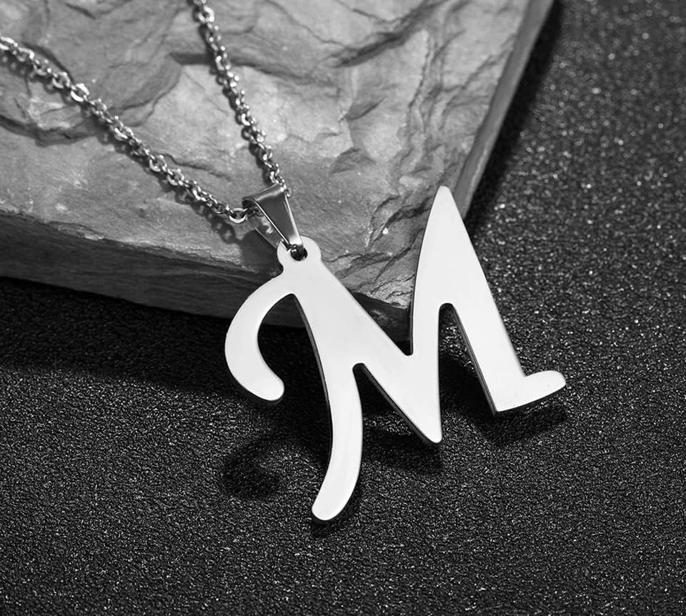 Vista 5 de Loqimu Juego de 4 joyas con iniciales de acero inoxidable para mujer, anillos de plata, pulseras, aretes, collar, gargantilla mayúscula, cadena