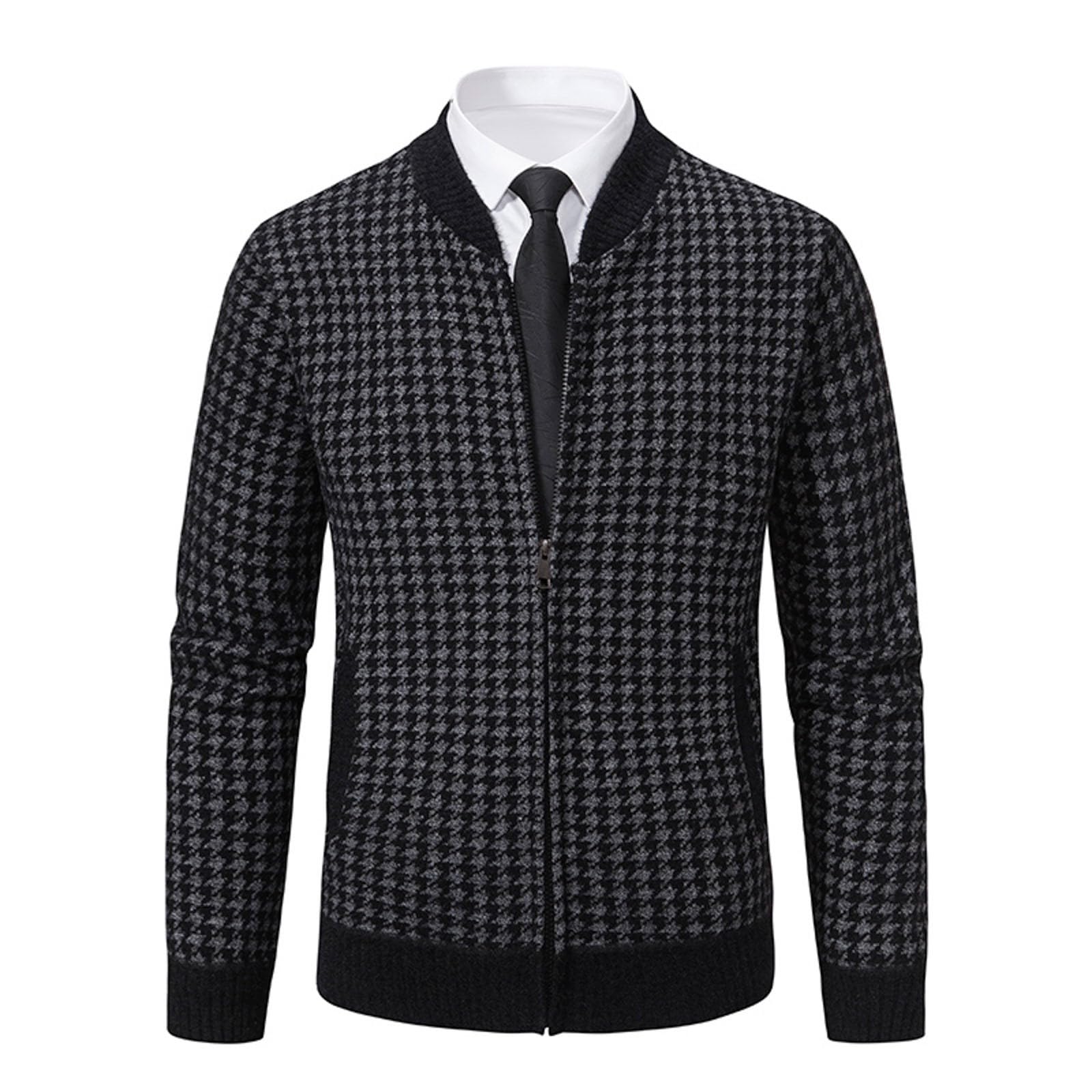 Jersey Hombre Invierno SuéTer Manga Larga Suéter Cardigan Hombre Color Combinado, Suéter Tricotado de Moda para Otoño Invierno