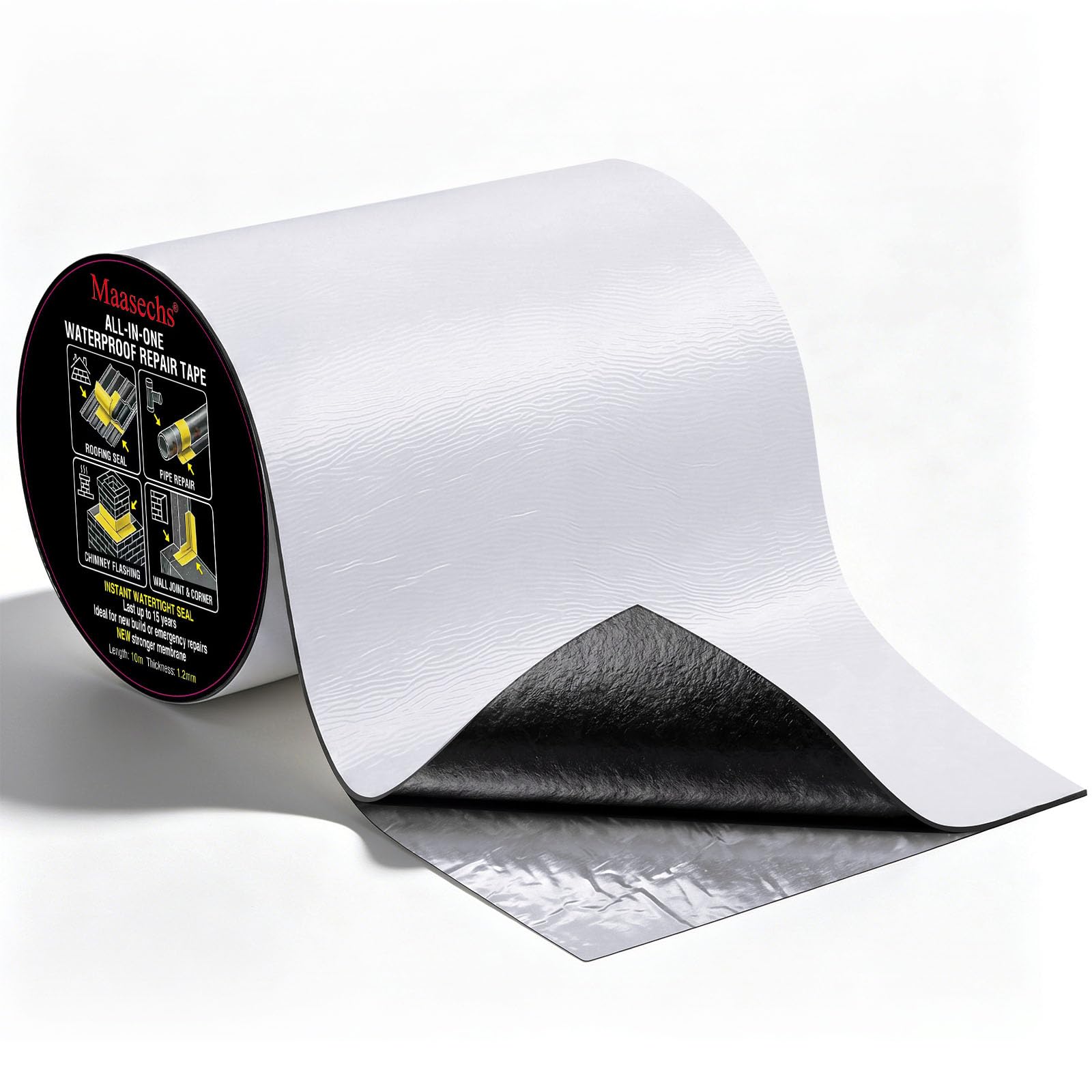 Dachreparaturband, strapazierfähig, wasserdicht, selbstklebend, Asphaltband mit Fluorkohlenstofffolie, SBS-modifiziertes Bitumen, UV-beständig, für Wohnmobil, Metalldach, Wohnanhänger, 1