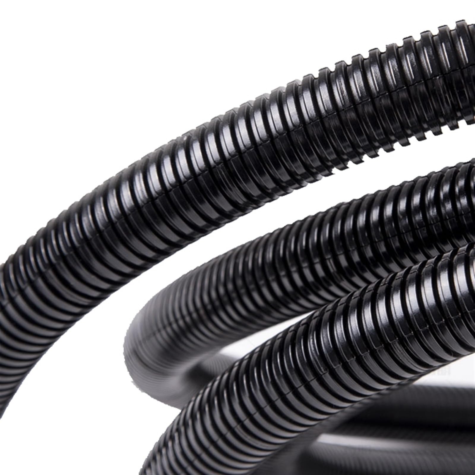 Chiusura del tubo corrugato in plastica nera PP, isolamento del cablaggio, guaina protettiva, filettatura della linea del cavo, tubo flessibile curva(OD15.8mm x 50meter)