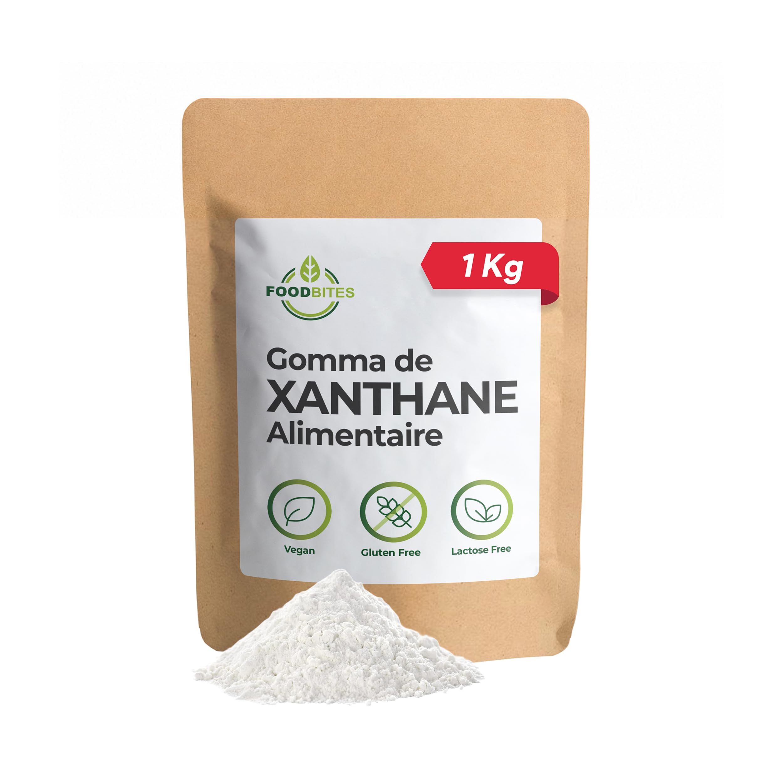 Food Bites Gomme de Xanthane en Poudre 1 Kg – Épaississant Alimentaire Vegan et Sans Gluten – Xanthan Gum Idéale pour Desserts, Glaces – eBook OFFERT avec 20 recettes incluse