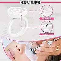 Vista 3 de 200 anillos de pegamento para extensiones de pestañas, soporte de anillo de extensión de pestañas, suministros técnicos profesionales, ajustables