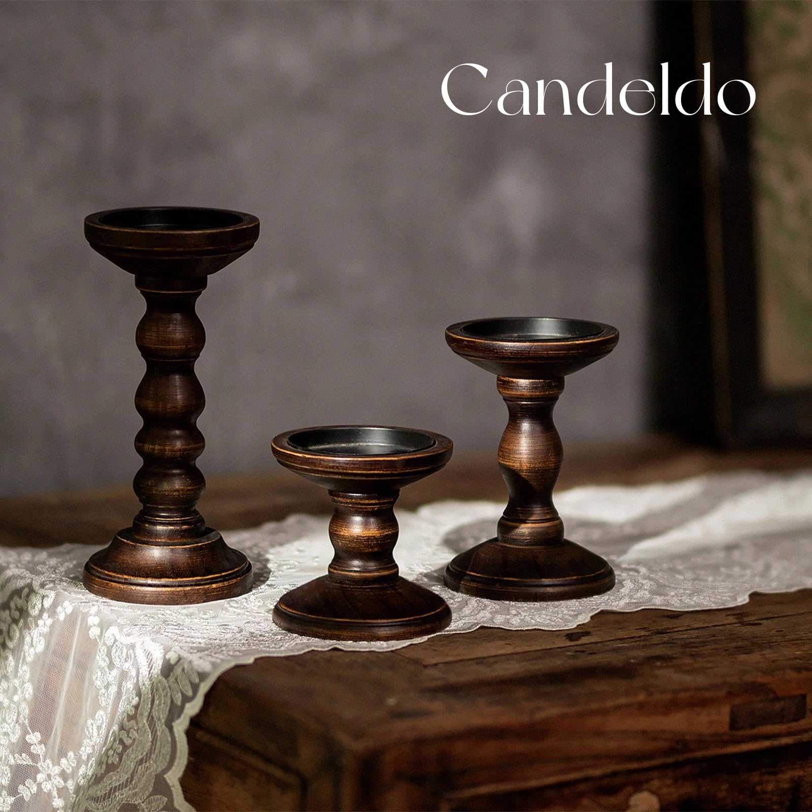 Portacandele In Legno Di Mango Massello, Intagliato A Mano, Vintage, Non Finito, Decorazione Rustica Per Matrimoni E Casa, 10,5x6x2,2 Cm - 6