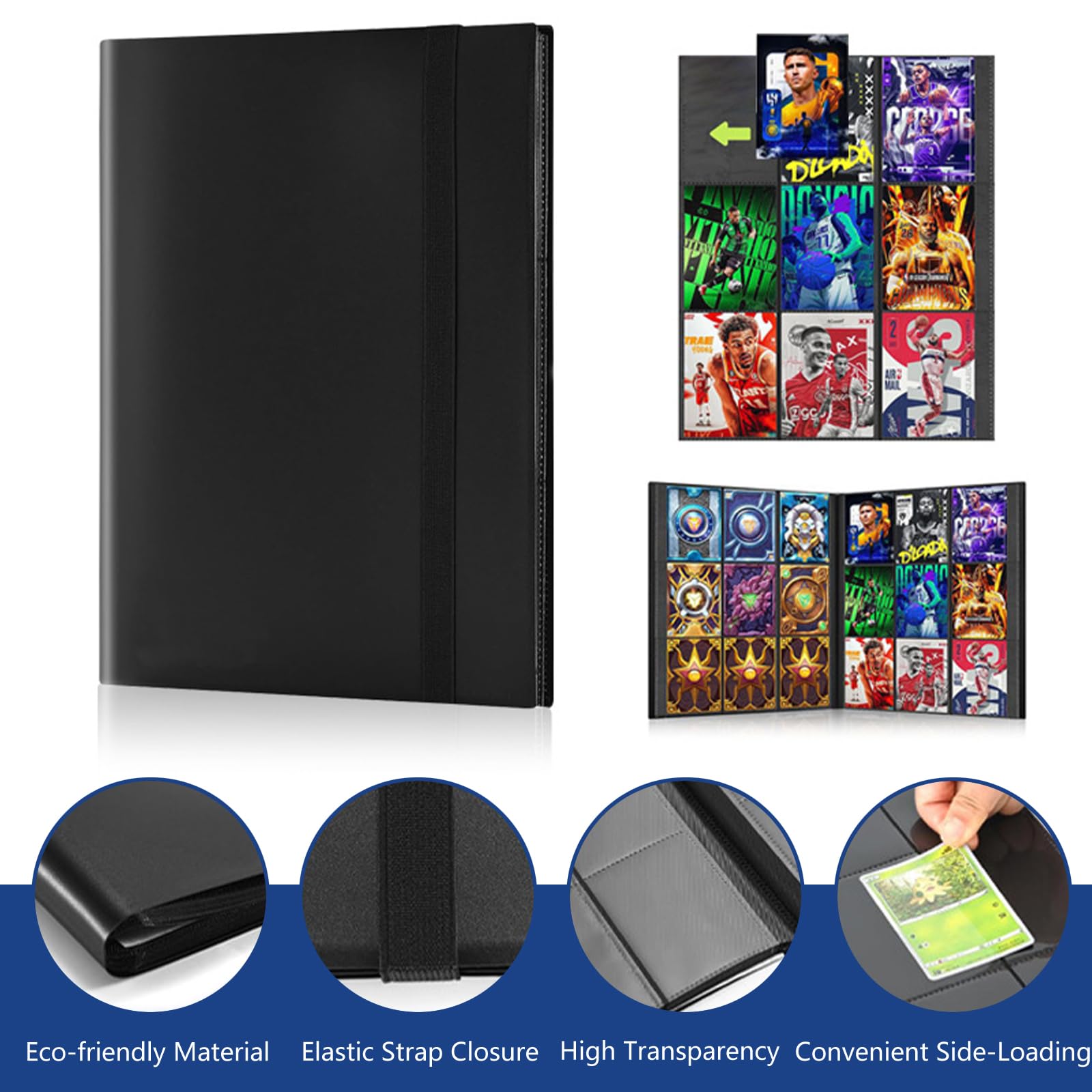 Album di carte da collezione, 540 carte con chiusura lampo, 30 pagine, portatile, impermeabile, grande compatibile con carte sportive, Ninjago, MTG