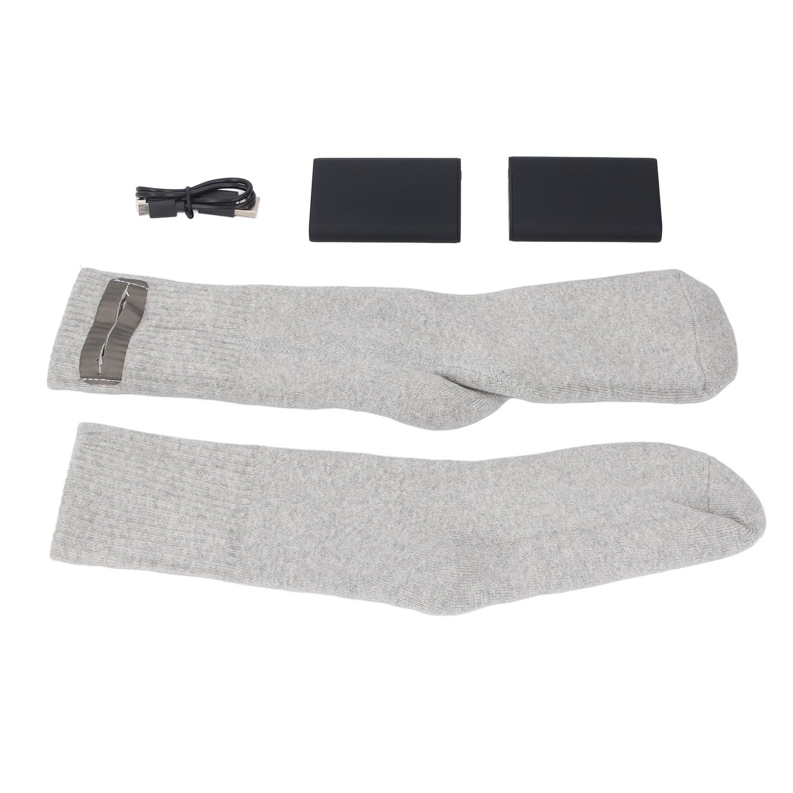 Luqeeg Calcetines Térmicos, Calcetines Térmicos Eléctricos Recargables, Bancos de Energía de Doble Carga Elásticos con Diseño Cálido, Ideales para Esquí, Patinaje, Deportes, Senderismo, Camping y
