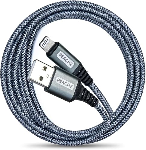 PEACHZ Lightning to USB-A Cable – MFi Certified iPhone Charger Cable, USB 2.0 Fast Charging Cord – Compatible with iPhone 15/14/13/12/11, iPad, AirPods – Durable, Tangle-Free