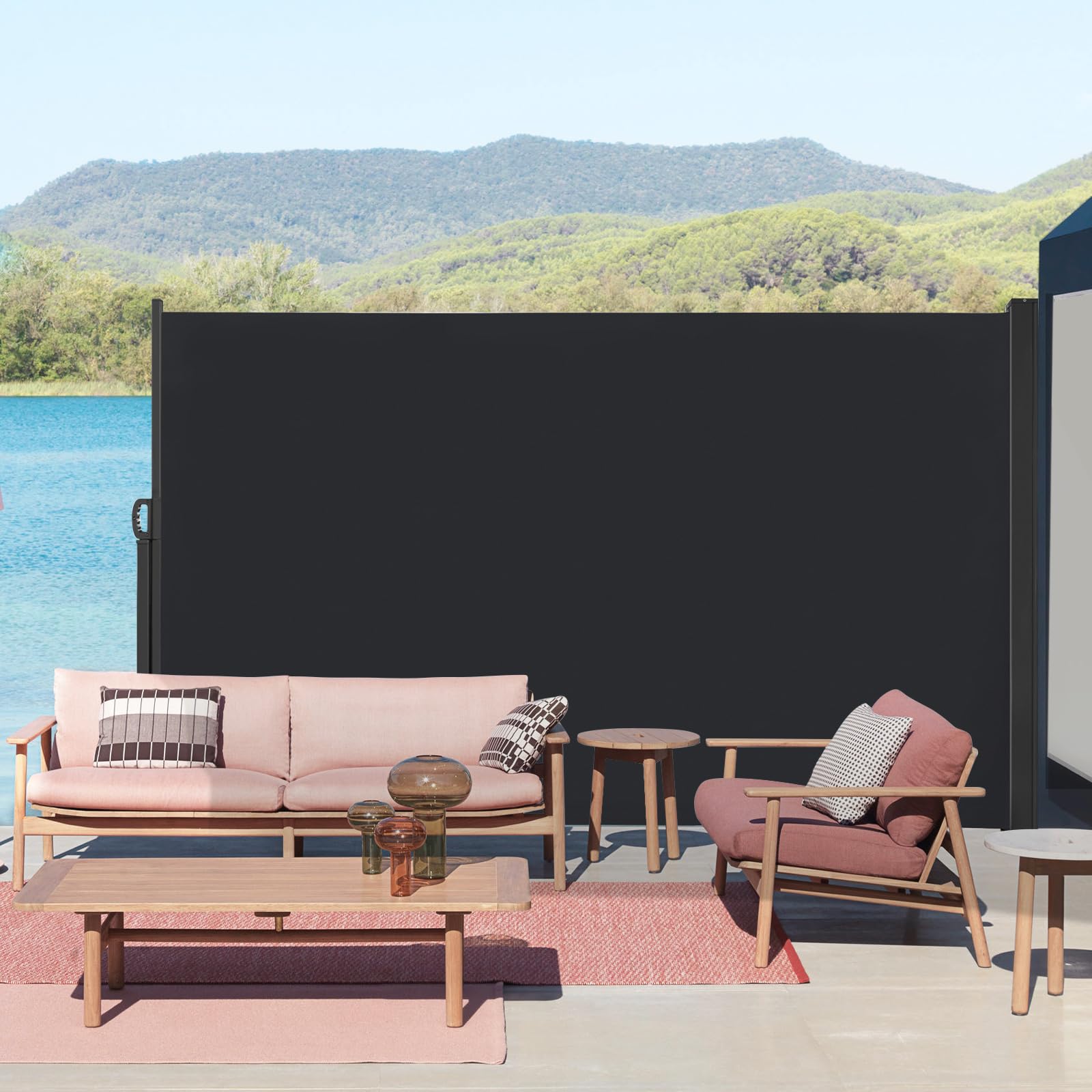 Kidsgigglz Toldo Lateral Retráctil, Toldo Vertical Exterior, Telas para Toldos Protección de privacidad, Toldos Exterior Terraza Enrollable contra el Viento UV para Balcón Jardín, 200x300cm-Antracita