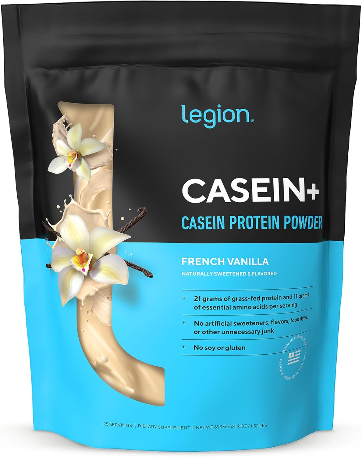 LEGION Casein Protein Powder (French Vanilla) – Slow-Release Micellar Casein Protein Powder – Non-GMO, Gluten-Free & Naturally Sweetened Powder from Grass-Fed Cows (25 Servings) LEGION Casein Protein Powder (French Vanilla) – Slow-Release Micellar Casein Protein Powder – Non-GMO, Gluten-Free & Naturally Sweetened Powder from Grass-Fed Cows (25 Servings)