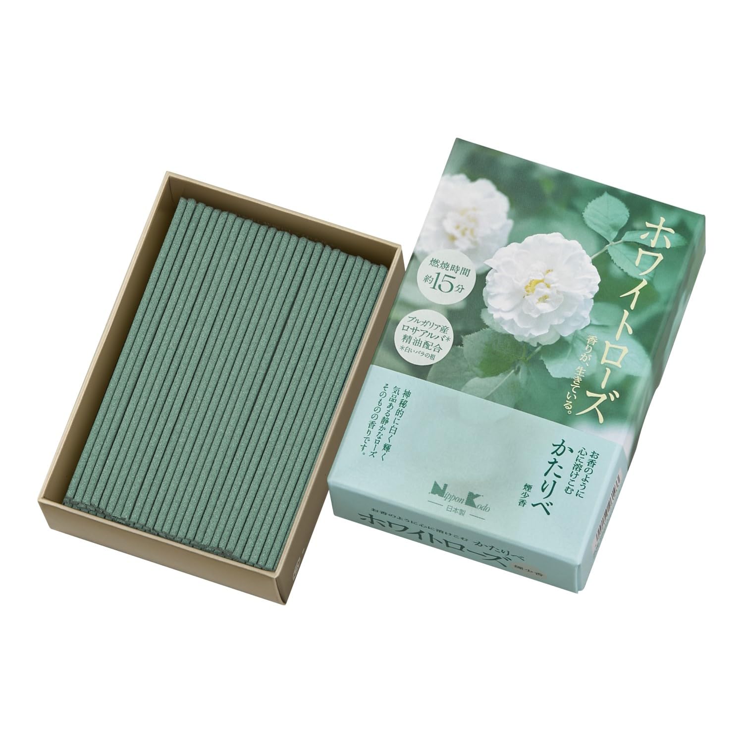Katarabe White Rose, Short Size, Approx. 1.8 oz (50 g), Incense Sticks, Nihon Kodo, Less Smoke : Home & Kitchen