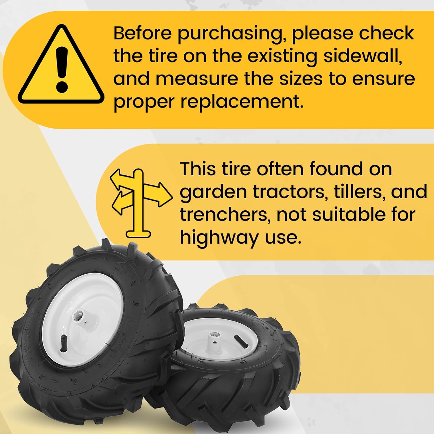 MZREXN 13x5.00-6" Tiller Tire and Wheel 2 Pack, 3/4" Axle Size, 3-1/8" Offset Hub, 4Ply Pneumatic, Compatible with Garden Trailer, Lug Tractor & Trencher, Craftsman & Troy-Bilt Tillers Replacement