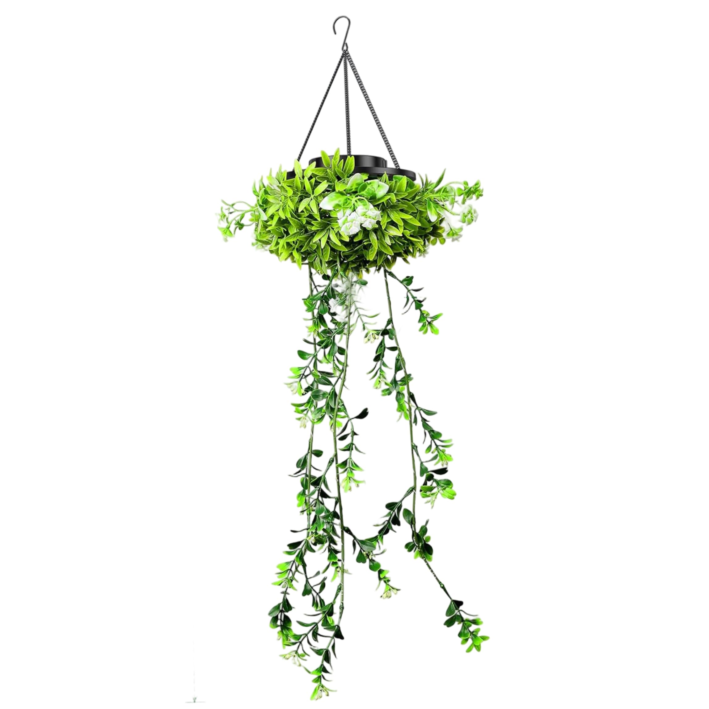 AwnsIMfreien Solar Hanging Plants, Vivid Faux Hanging Plants Outdoor Waterproof Artificial Milan Grass Ivy Lights for Garden, Balcony & Patio Decor, Solar
