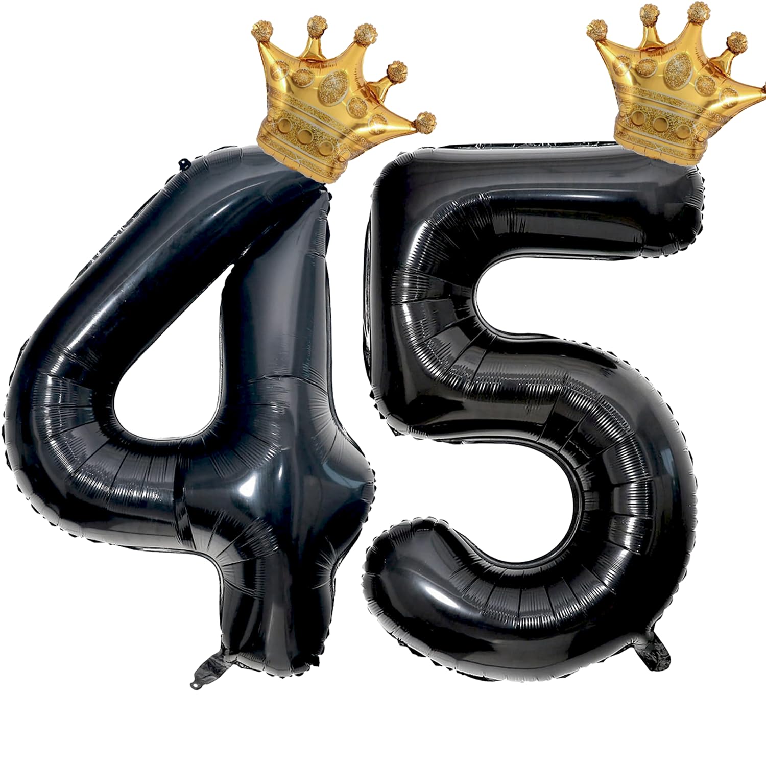 40 inch Large Black 45 Balloon Number with Gold Crown Balloons 45th Birthday Big Foil Mylar Helium Balloon for Women Man 45th Birthday Anniversary Decorations Supplies Favors(Number 45 Balloons）