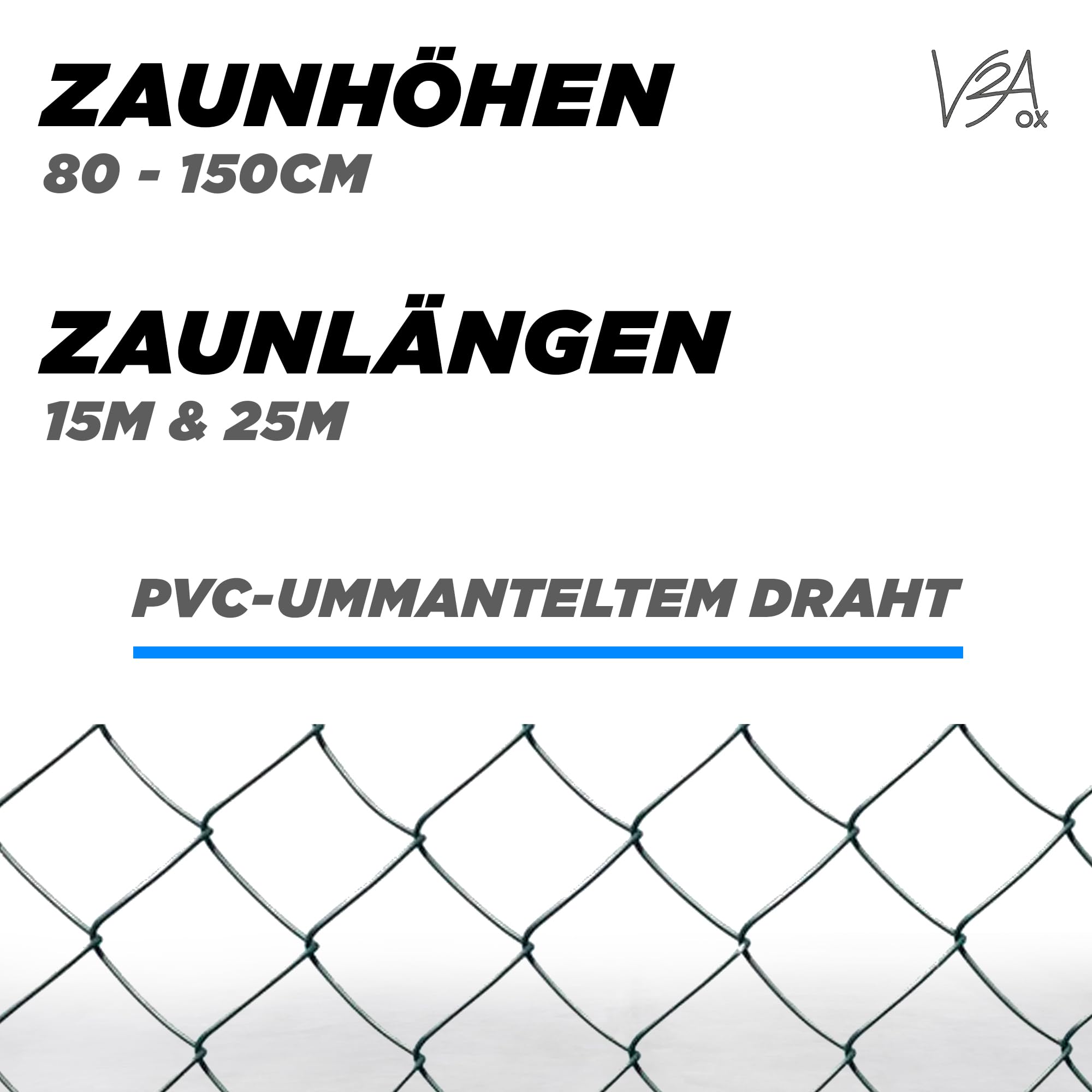 PVC-ummantelter Maschendrahtzaun in grün, Draht Ø 2,8 mm, Maschenweite 60 x 60 mm, Viereckgeflecht,