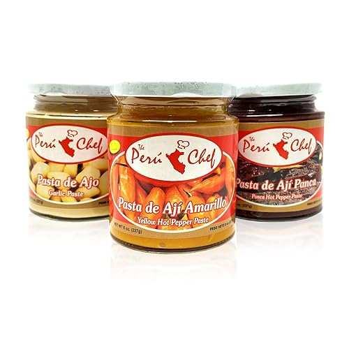 Ají Panca, Juego de Peruchef Pasta de Ajo y Ají Amarillo / Pimiento Panca, Pimiento Amarillo y Pasta de Ajo