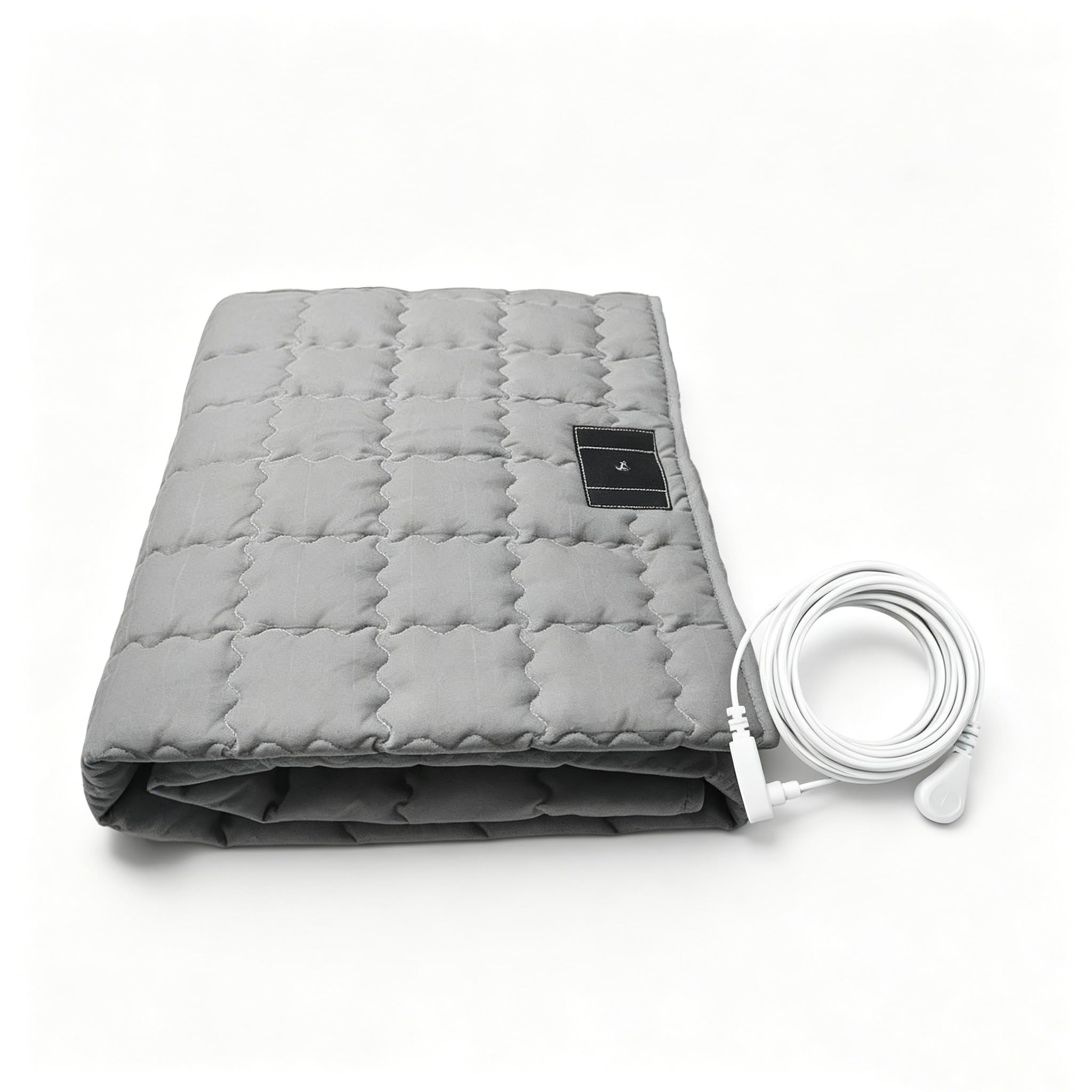 Grounding Mat Cotton Bed Pad Silver Fiber Quilted Grounded Mat for Adult 34.2"x50" Earth Connected Cloud Bedding with 15ft Cord
