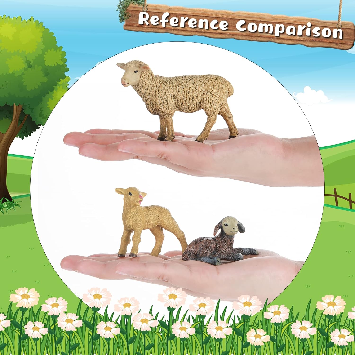 Skylety 10 Pcs Sheep Toy Merino Sheep Figures Plastic Goat Figurine Mini Farm Lamb Figure Birthday Cake Toppers Animal Toys for Christmas Birthday Party Gift Decor