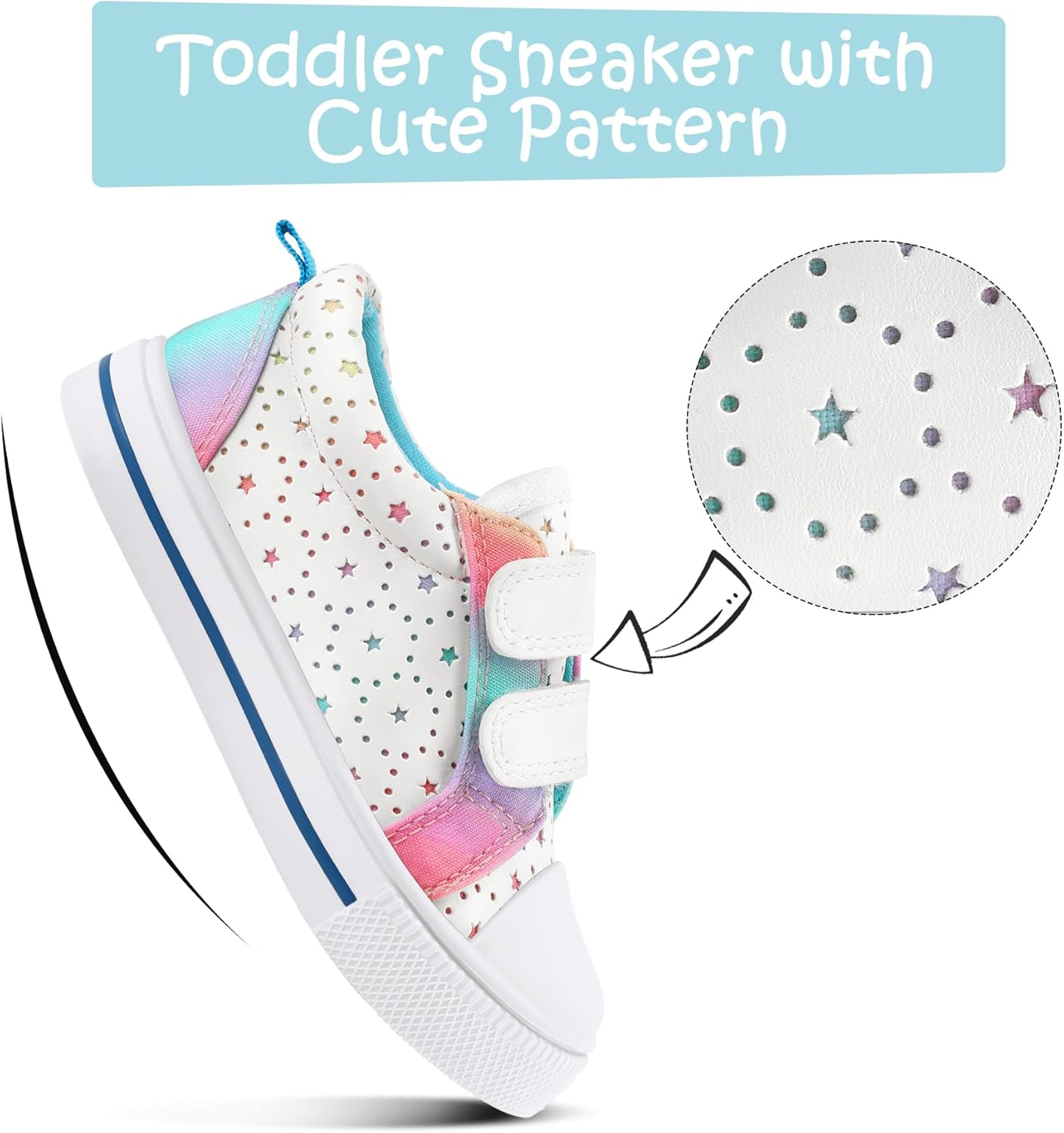 K KomForme Toddler Boys & Girls Shoes Kids Canvas Sneakers with Cartoon Dual Hook and Loops - Image 4