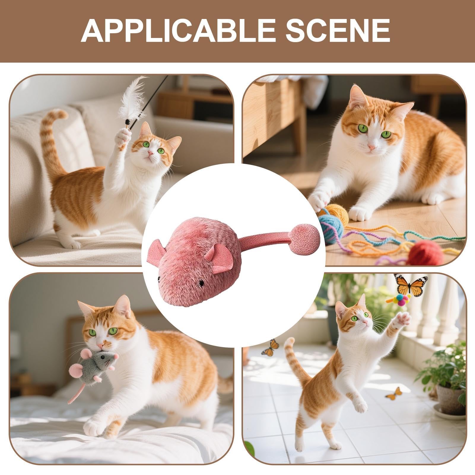 Juguetes para Gatos， Ratones realistas for Gatos | Juego Interactivo de Suministros Caza masticadores elásticos