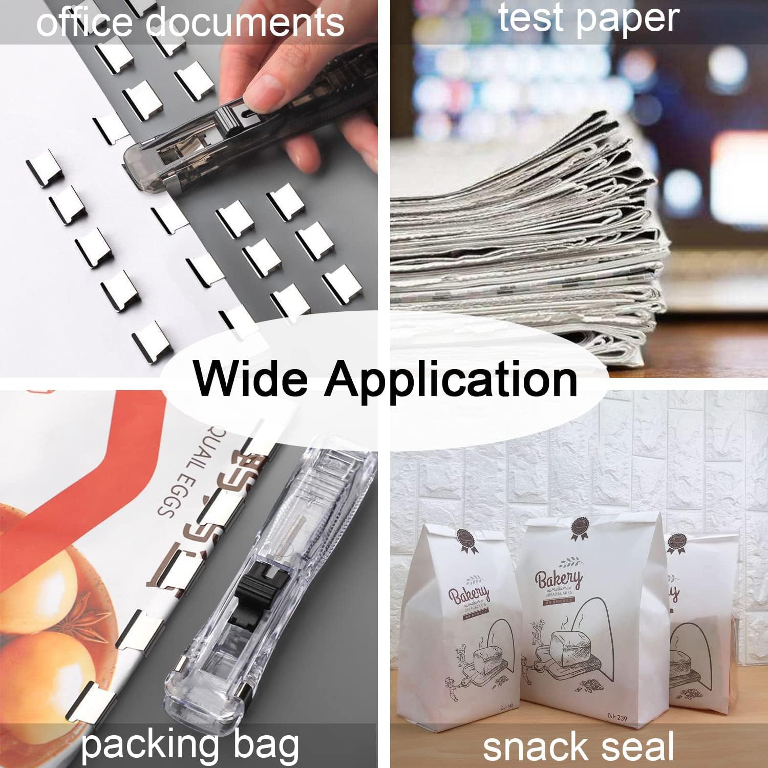2 Stück Reusable Creative Stapler, Push Clamp Stapler Holder, Binder Clip Tacker mit 100 Edelstahlklammern, tragbarer Clips Spender für Büro, Schule, Zuhause & unterwegs (A)