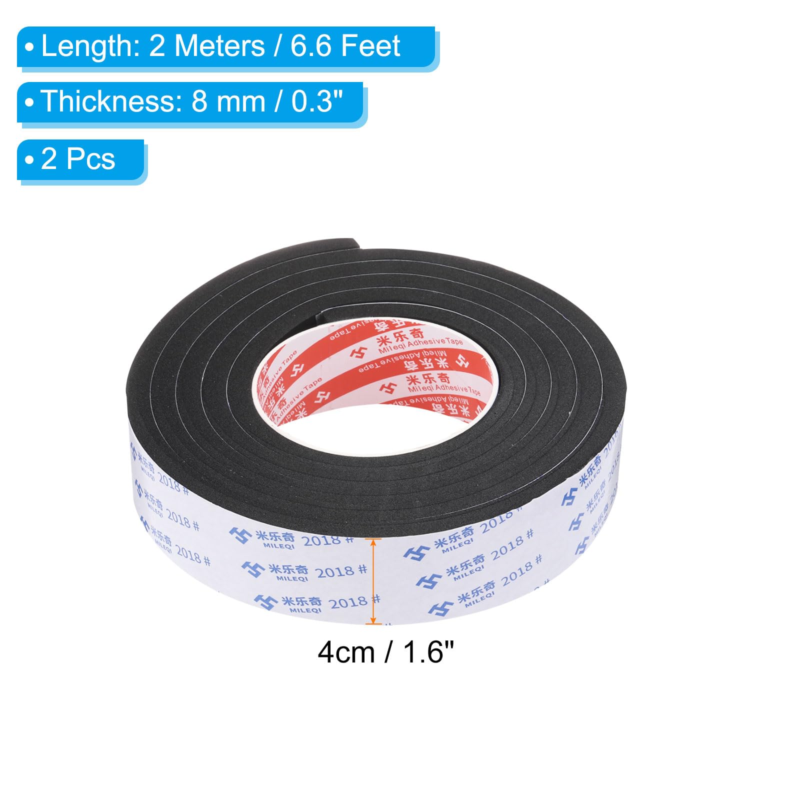 PATIKIL Intempéries Décapage Pour Portes, 2 Rouleaux 30x10mm Mousse Joint Ruban Adhésif Isolant Bande Pour Porte Fenêtre Air Conditionnement