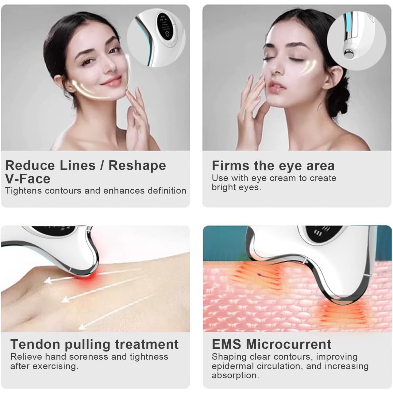 Korons Masajeador Facial,Electric Face Massager with Heat & Vibration,Herramienta De Estiramiento Y Levantamiento De La Piel Antienvejecimiento Para Cara Y Cuello.