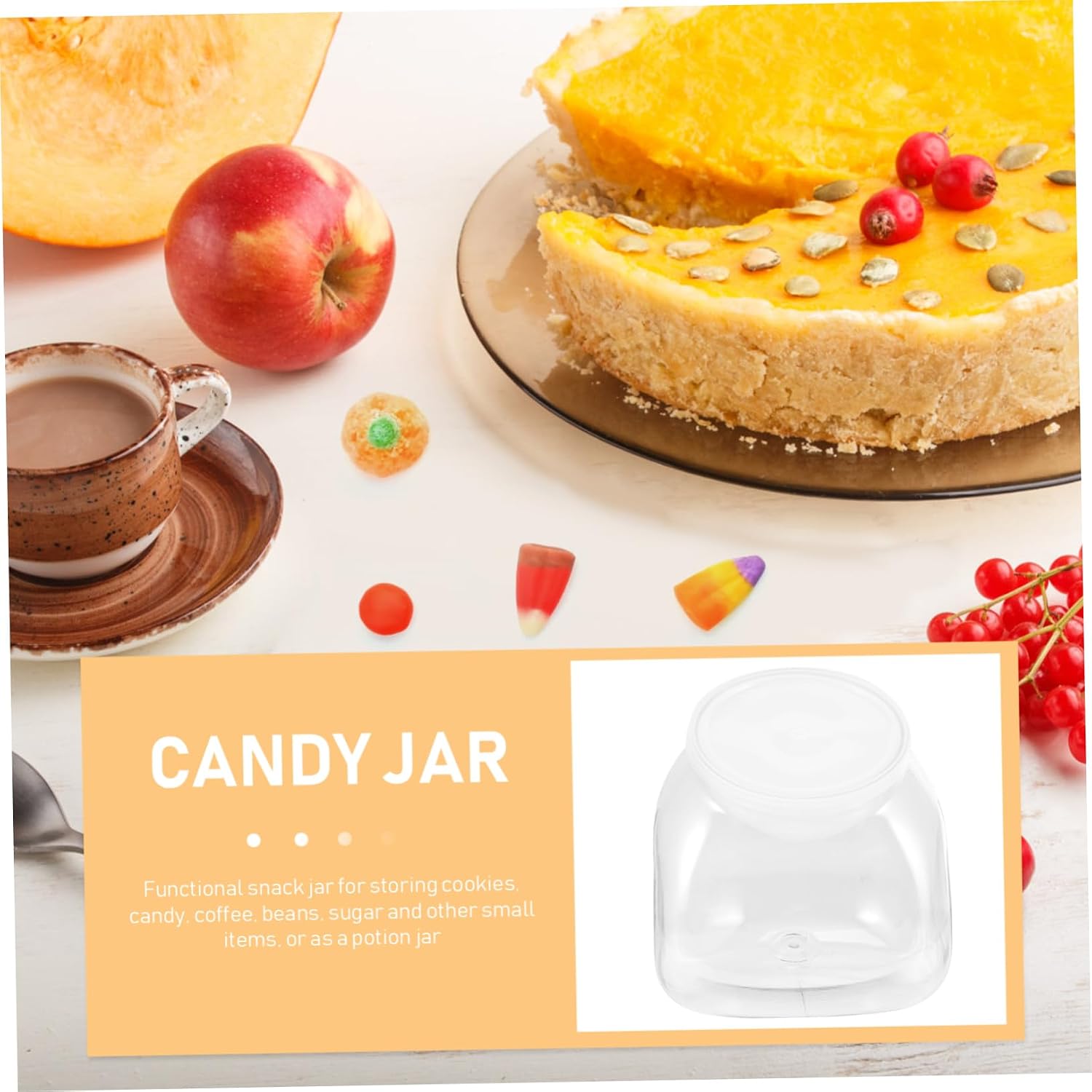 Cabilock 3pcs Transparent Candy Jar with Lid Clear Plastic Cookie Container for Party Kitchen and Retail Display Easy Access Wide Mouth Design for Snacks and Treats