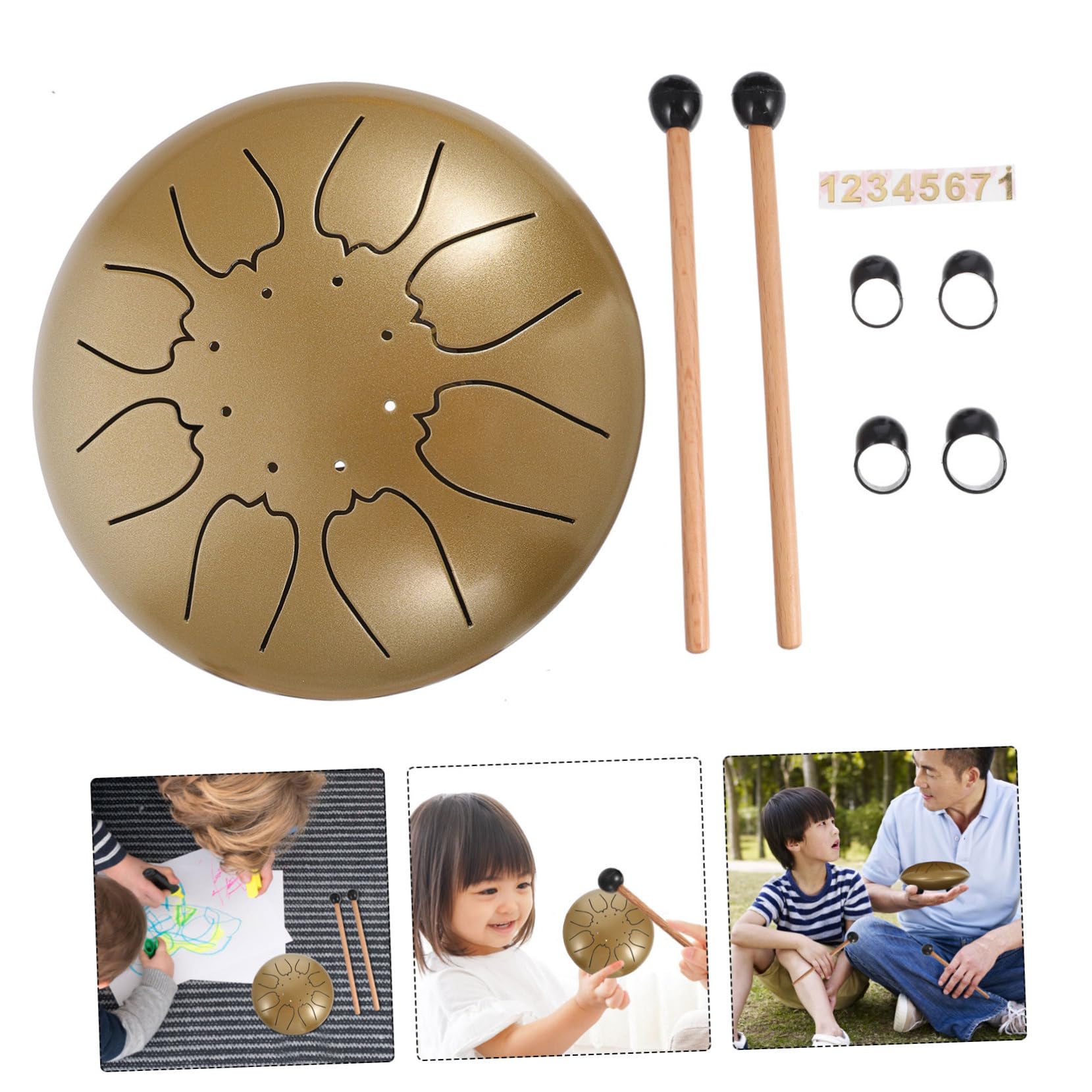 Tambor de Lengüeta de Acero de 6 Pulgadas y 8 Tonos Dorado