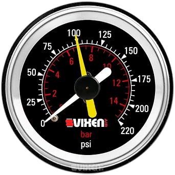 Vixen Air 2 Dual Needle Air Pressure Gauge with Back Light 220 PSI Black VXA7222LB