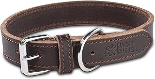 Jack & Russell Greased Leather Dog Collar - Handmade Genuine Leather Dog Collar - Durable Leather Collar for Small, Medium and Large Dogs, Fat-Tony (M) product image