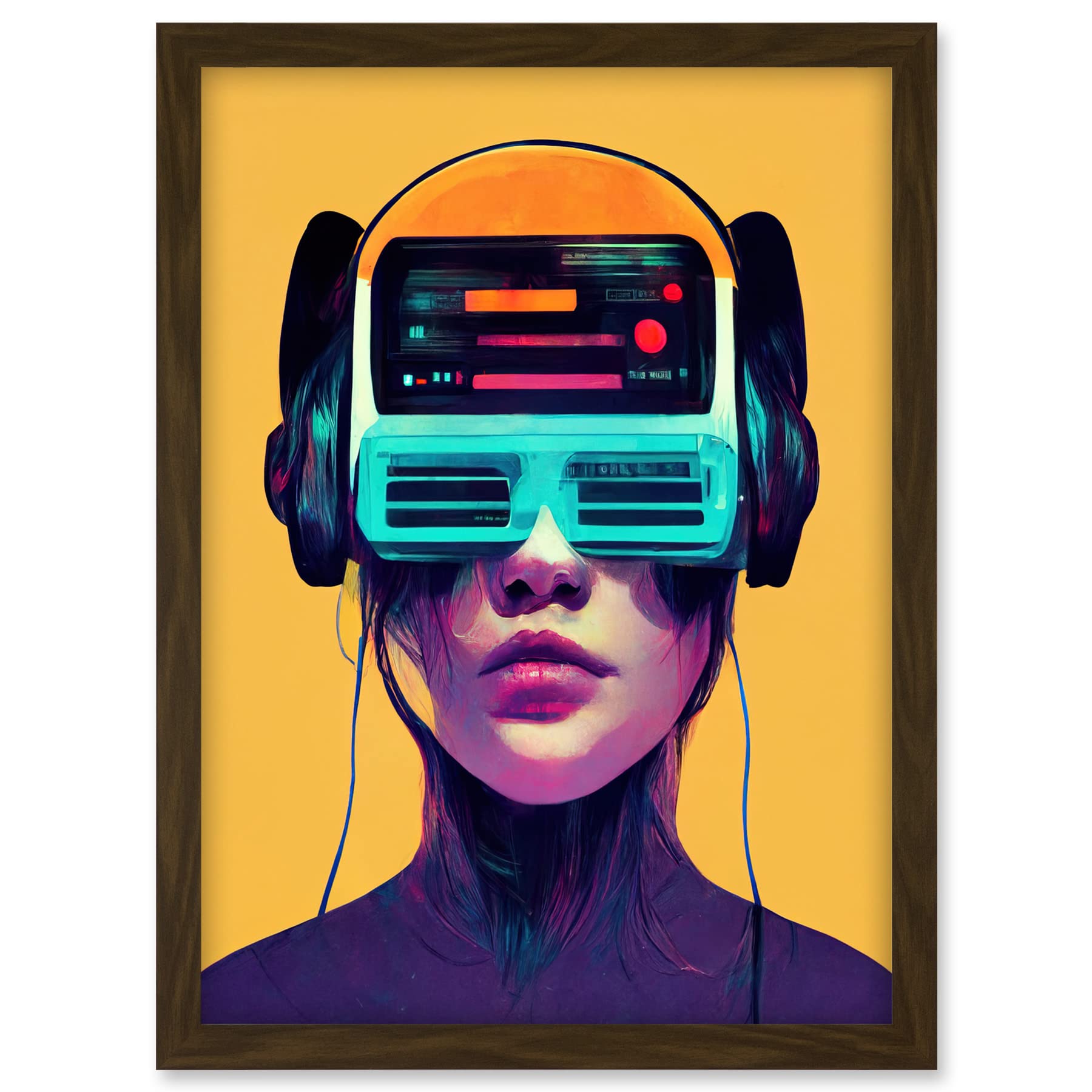 Doppelganger33 LTD The Gamer Streaming VR Headset Retro Futurist Kids Artwork Framed A3 Wall Art Print