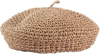 Womens Summer Plain French Style Artist Straw Beret Hat