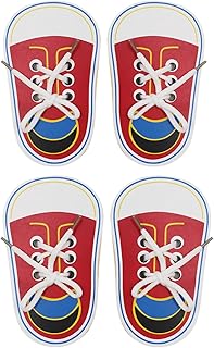 RARITYUS Unisex-Child 2 Pairs Wooden Lacing Shoe Toy Learn to Tie Shoelaces Fine Motor Skills Toy Threading Toy Board Game