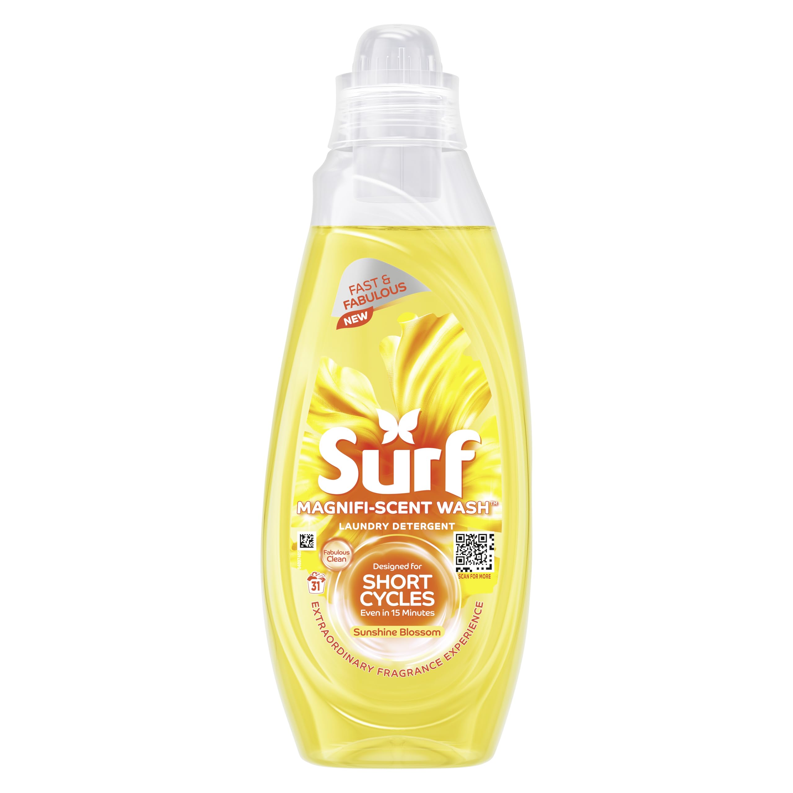 Surf Magnifi-Scent Wash Sunshine Blossom Laundry Liquid For Short Cycles Fast and Fabulous Fragrance 837 ml (31 Washes)