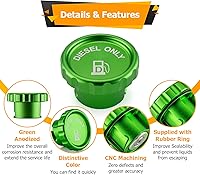 Vista 4 de WeiSen Tapa de combustible diésel de aluminio compatible con Dodge Ram 1500 2500 3500 verde magnético 2019-2024