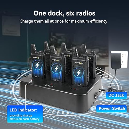 Miniatura 2 de Retevis RT22S Radios de 2 vías recargables, walkie talkies de largo alcance con auricular y micrófono, pantalla de canal, señal de señal, radio