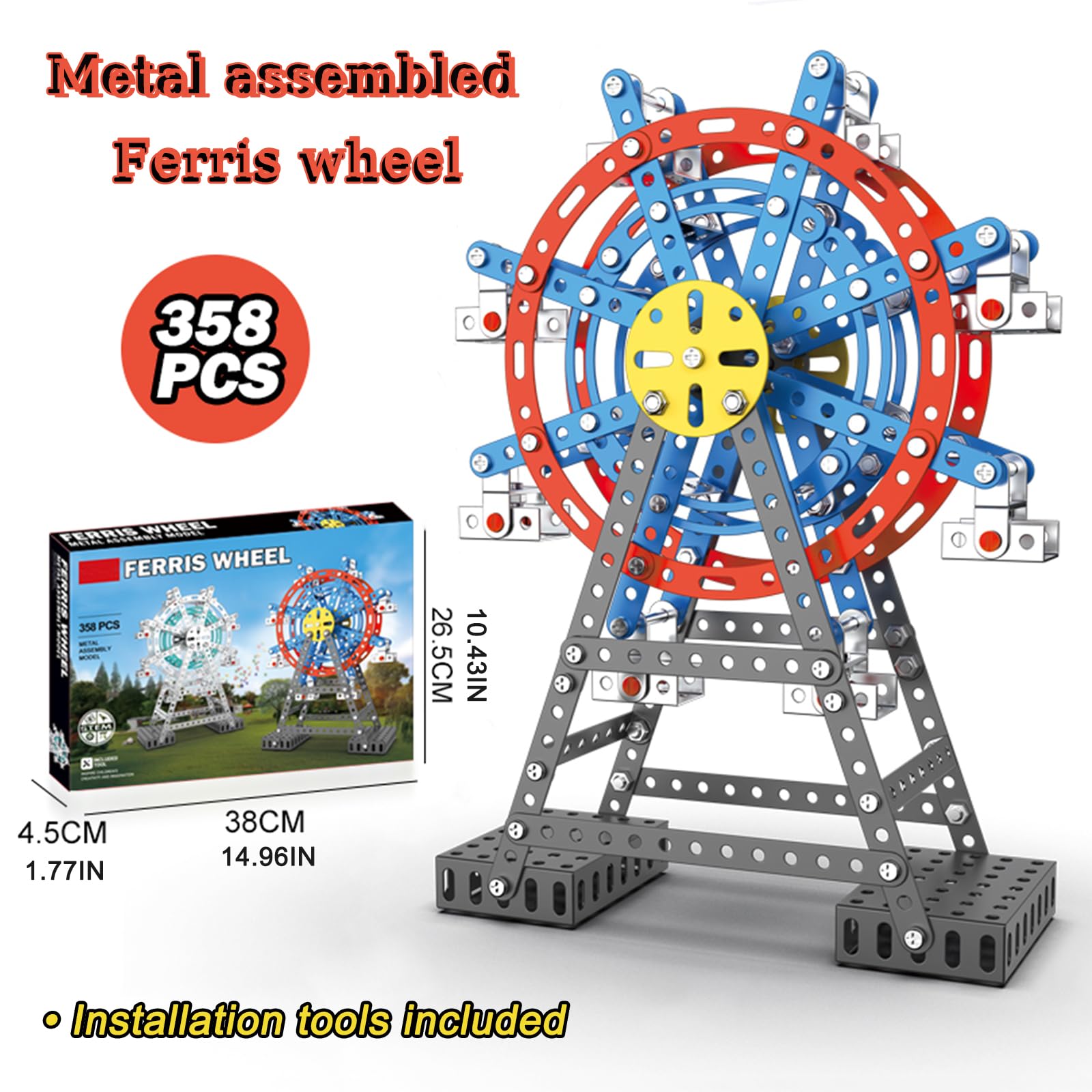 Baukasten Metall Riesenrad Bausatz - 358 Teile DIY Metall Bausatz für Erwachsene (A)