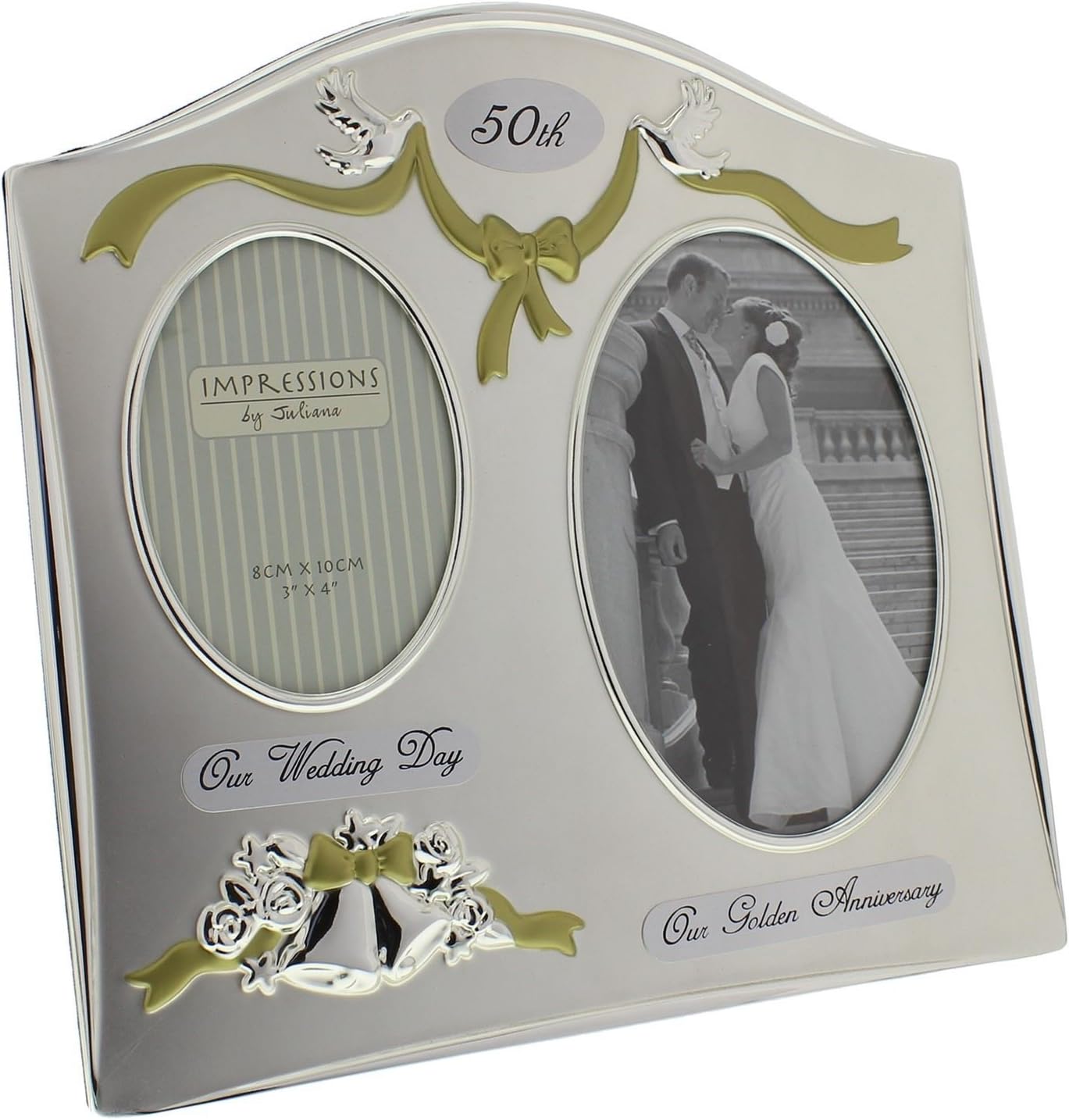 Two Tone Silver Plated Wedding Anniversary Photo Frame - 50th Golden Anniversary FS55050