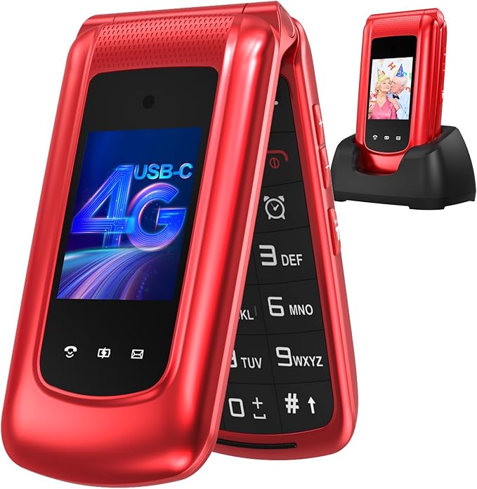 CHAKEYAKE Senior Flip Phone with Dual SIM and SOS Feature