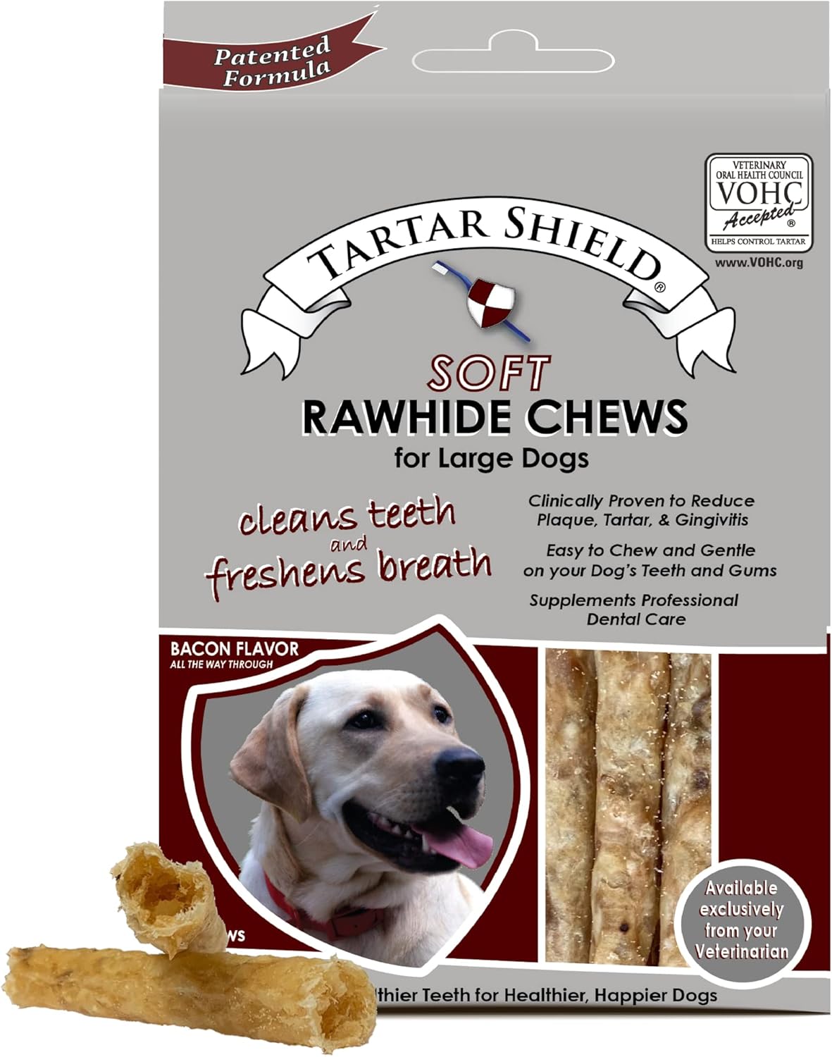 Tartar Shield Soft Rawhide Chews Safe Dental Treats for