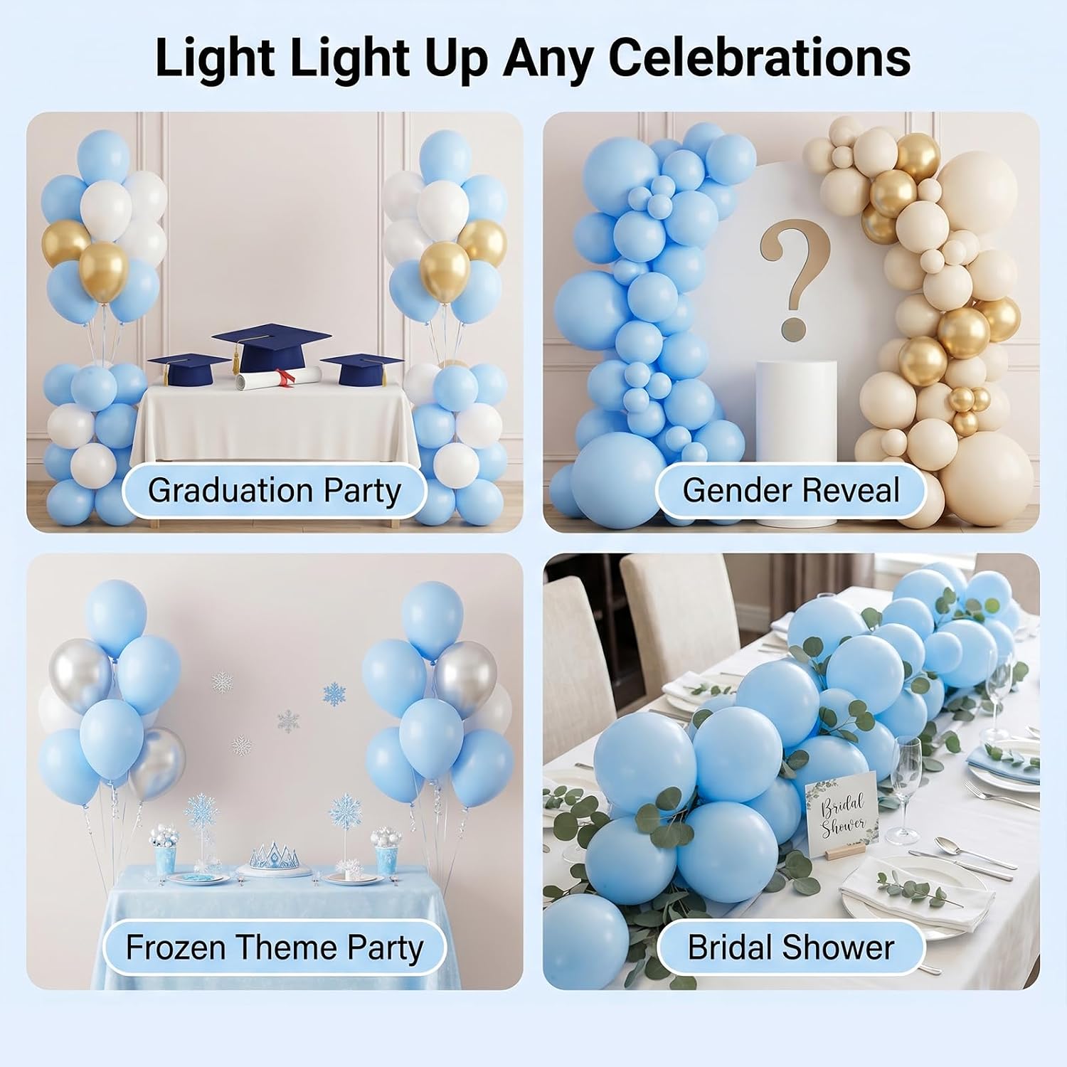 55pcs Light Blue Balloons 12 Inch, Premium Pastel Blue Balloons image 4