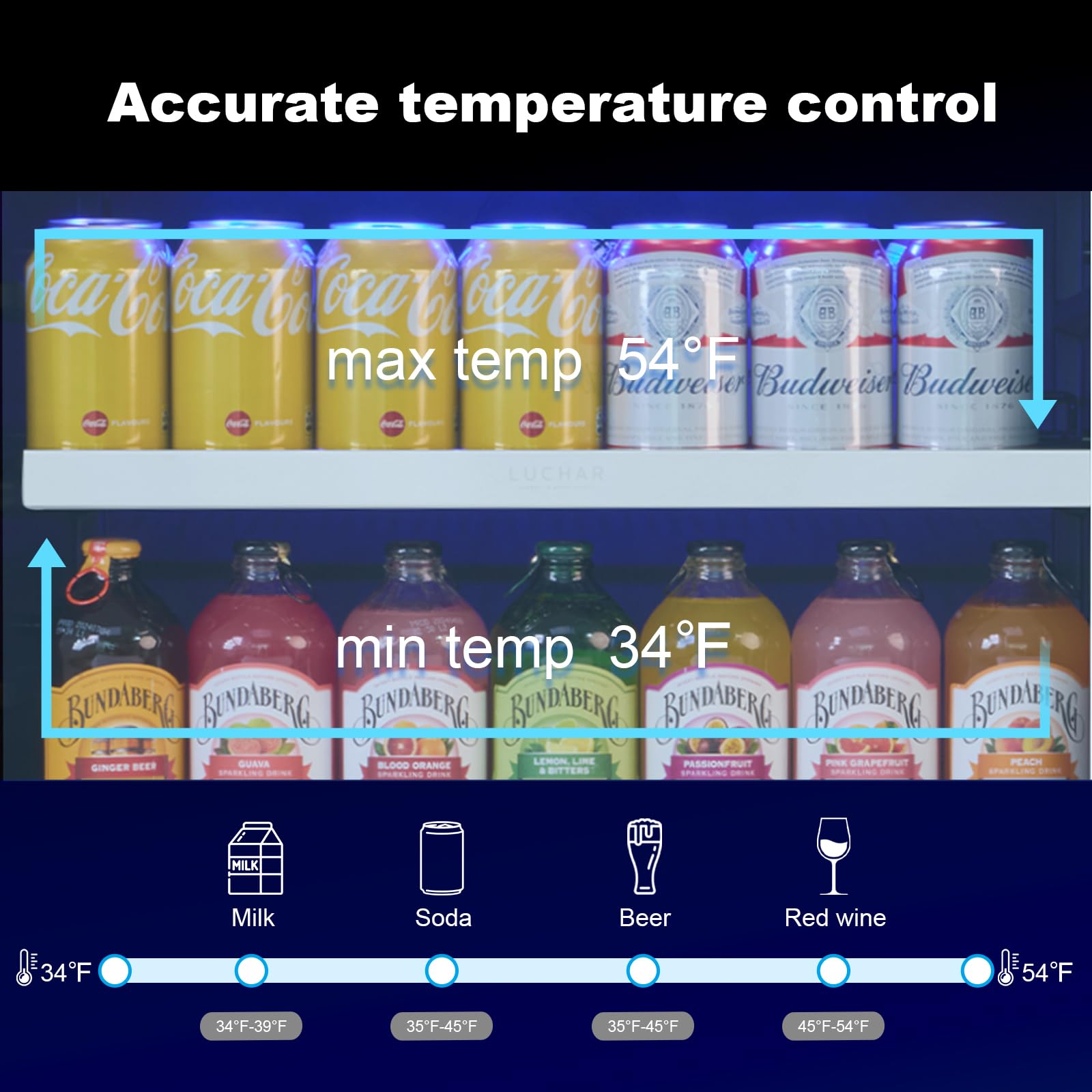Akicon 24 Inch Beverage Refrigerator, 164 Cans Mini Drink Fridge With Temperature Memory,Under Counter/Built-In/Freestanding Beverage Cooler,3 Removable Shelves on Fridge.com - View 2